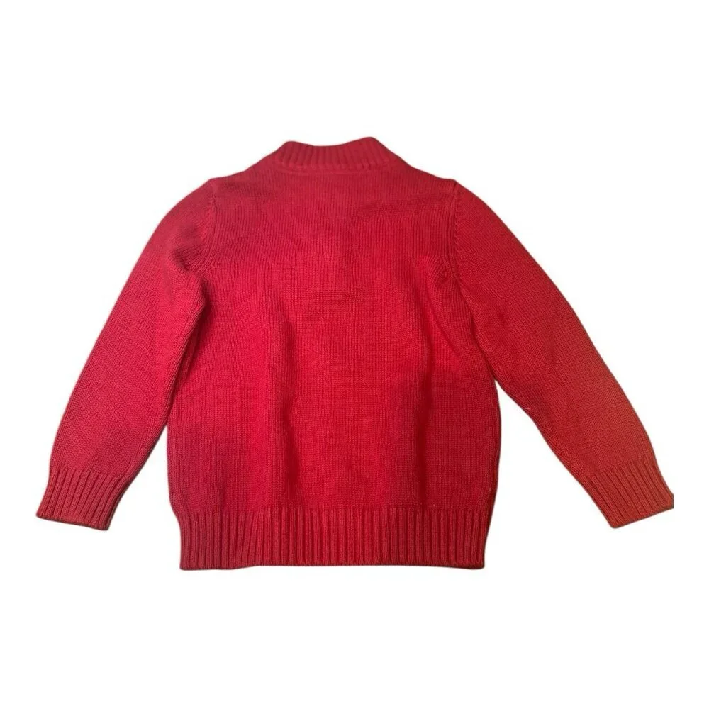 Carter’s Toddler Red Cotton Sweater Size 3T Buttons Crew Neck Holiday Winter